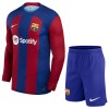 Officiële Voetbalshirt + Korte Broek FC Barcelona Thuis 2023-24 Lange Mouw - Kids